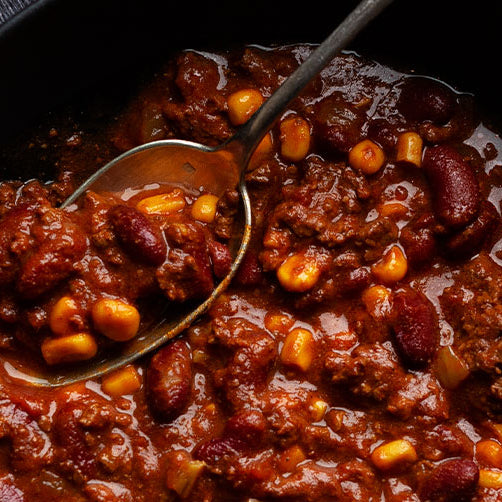 Chilli con carne and Golden sweet cornbread