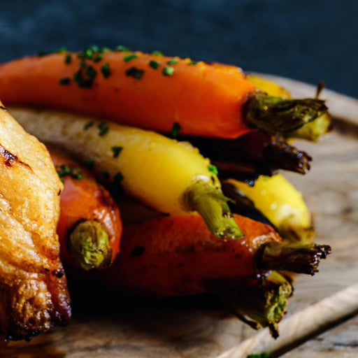 Christmas Roasted three-coloured carrots and beetroot - serves 4 people